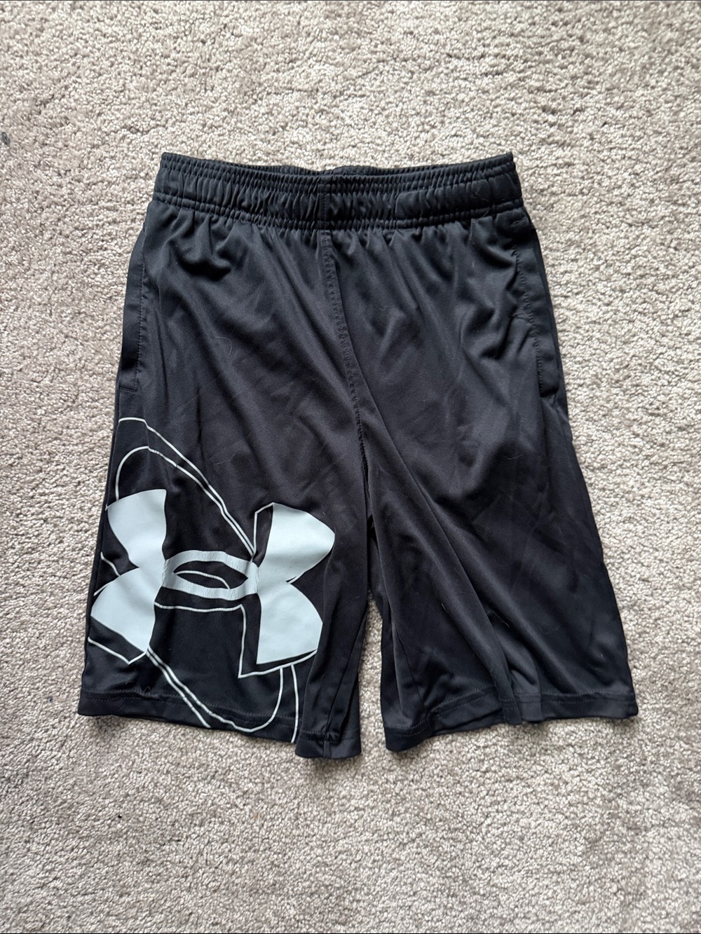 Under Armour Black Boy’s Athletic Shorts with Large White Logo